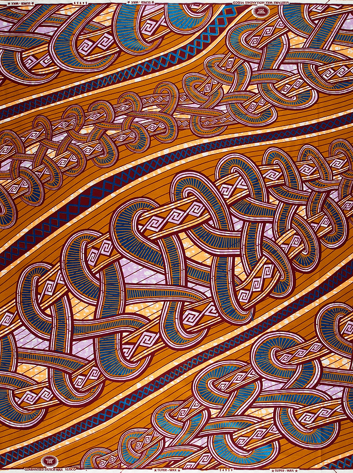Vibrant orange fabric intricate teal super-wax vls4959.005