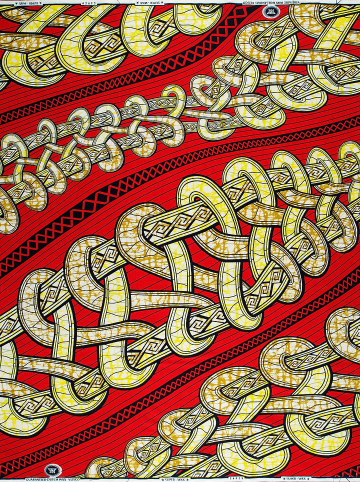 Vibrant red fabric intricate gold super-wax vls4959.010