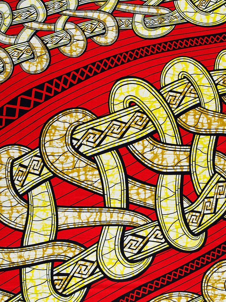 Vibrant red fabric bold yellow super-wax vls4959.010