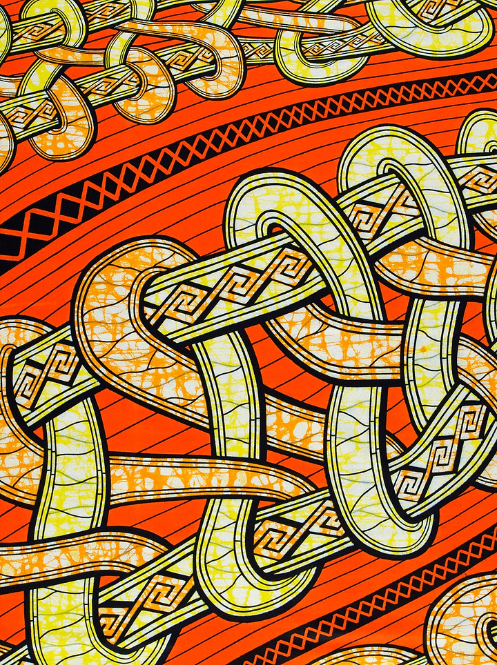 Vibrant orange fabric intricate interwoven super-wax vls4959.012