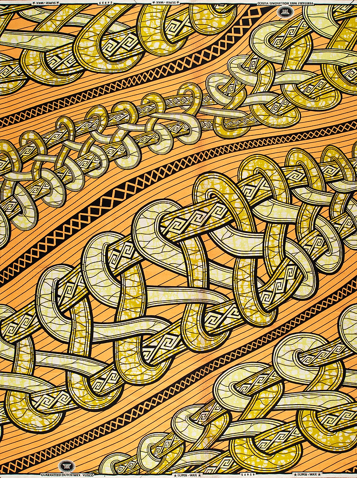 Vibrant orange fabric intricate gold super-wax vls4959.017