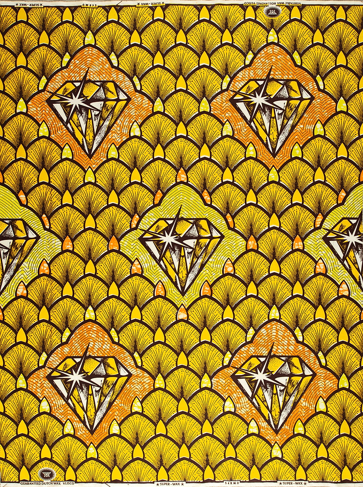 Vibrant yellow orange patterned fabric super-wax vls4rm0.046
