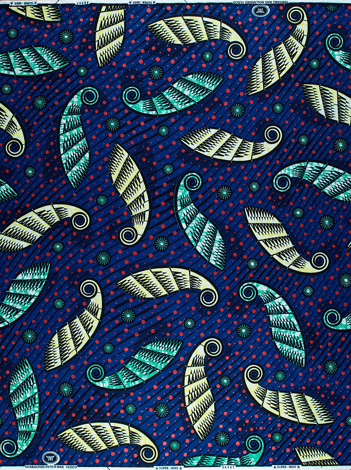 Vibrant blue african print fabric super-wax vls6247.019