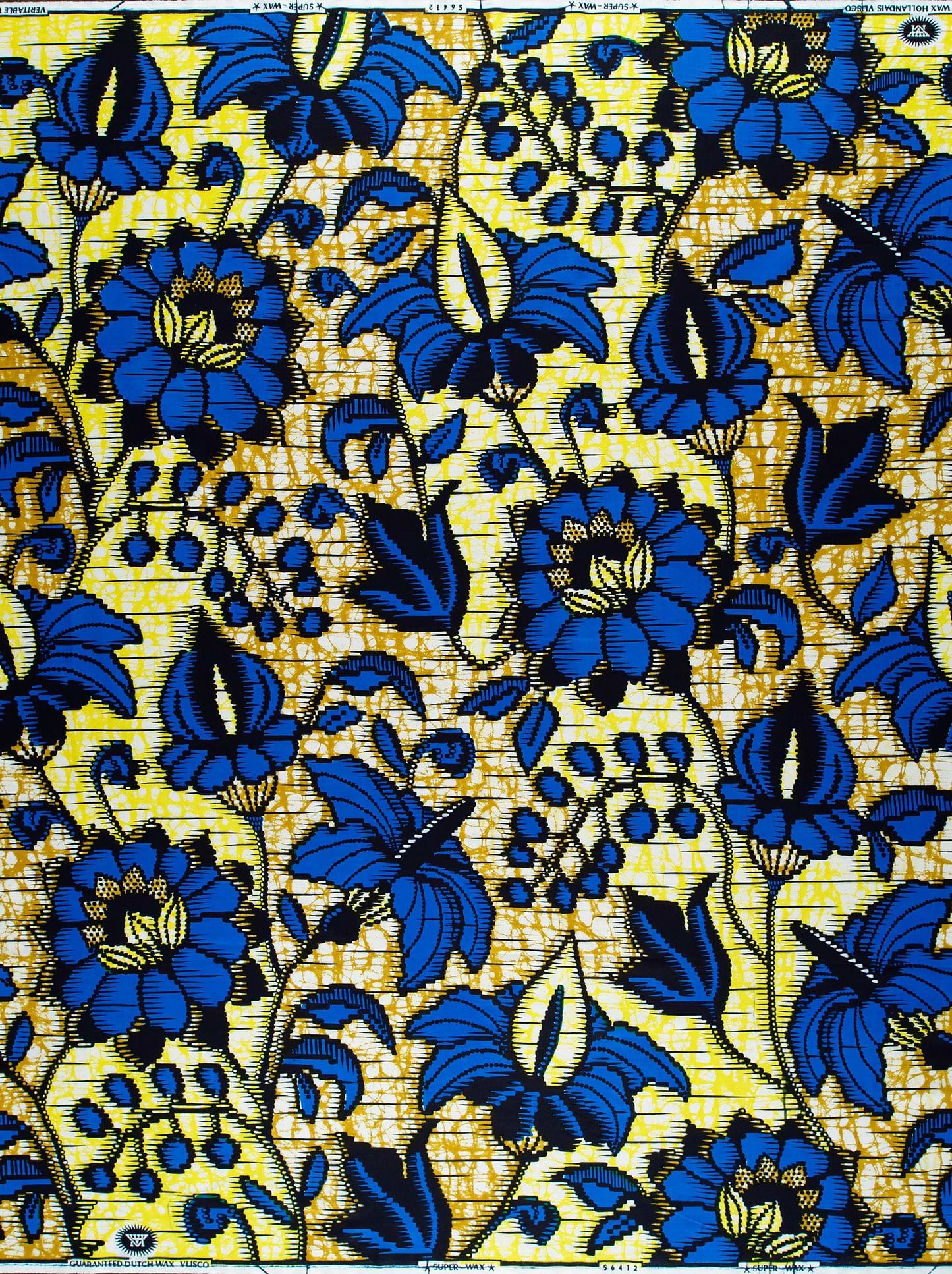 Vibrant blue floral patterned fabric super-wax vls6412.015
