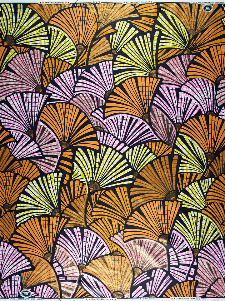 Vibrant fan-shaped patterns orange pink grand super-wax vls6740.011