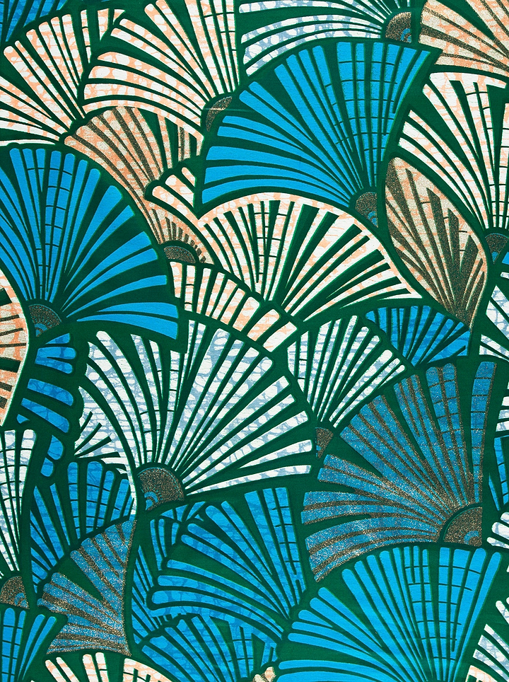 Vibrant blue teal fan-shaped patterns grand super-wax vls6740.013