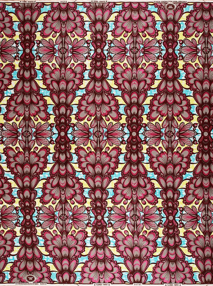 Vibrant maroon pink floral-patterned fabric super-wax vls6781.014