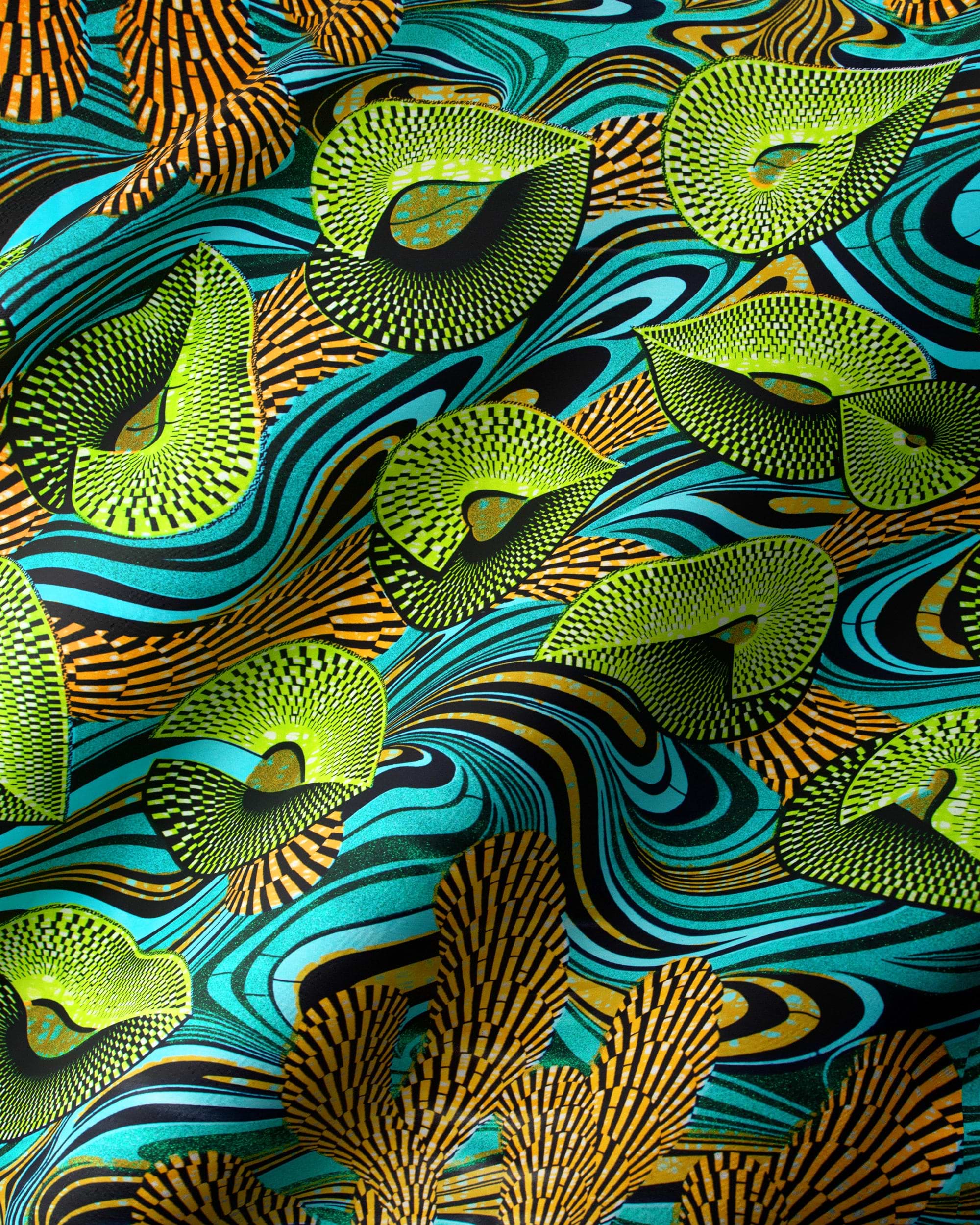 Morris Louis 【graphicvintage】シルクスクリーン Grand Super-Wax | VLS6997.002 | Green Glitter Embellished – Vlisco