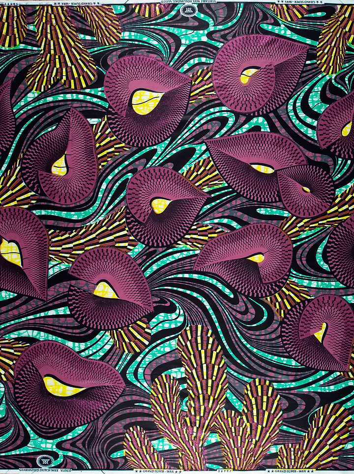 Vibrant purple yellow lips patterned grand super-wax vls6997.004