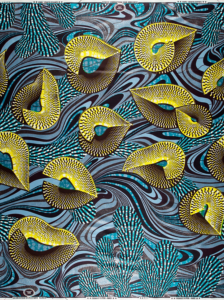 Vibrant yellow black geometric patterns grand super-wax vls6997.006