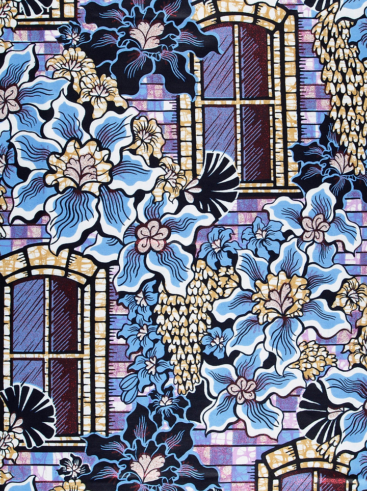Vibrant blue gold floral patterned grand super-wax vls7072.002