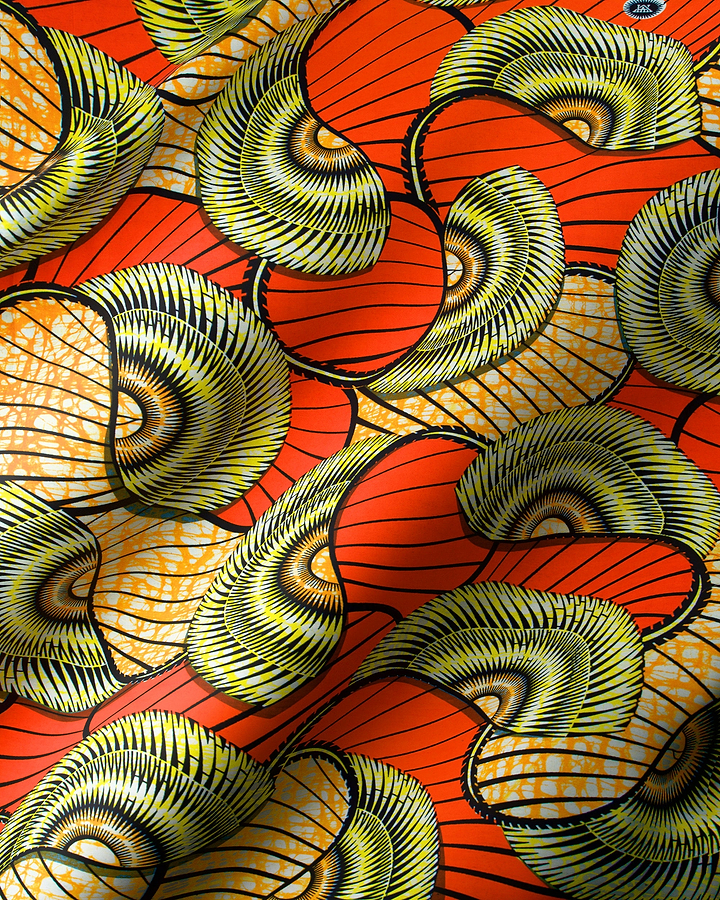 Vibrant orange fabric bold green super-wax vls7254.004