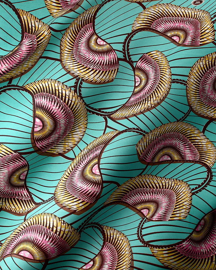 Vibrant turquoise fabric bold patterns super-wax vls7254.015
