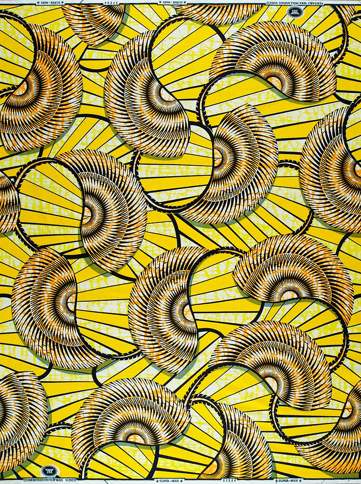 Vibrant yellow fabric bold black super-wax vls7254.016
