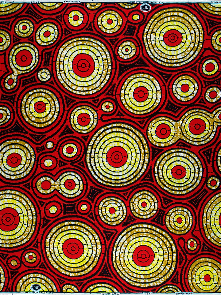 Vibrant red gold circular patterned super-wax vls7336.004