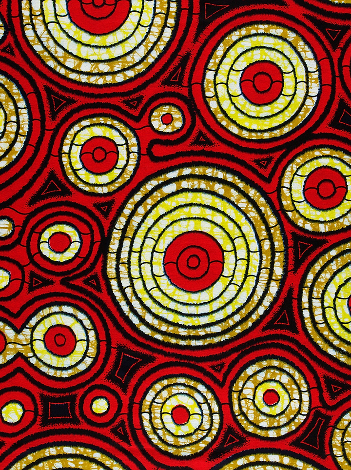 Vibrant red yellow concentric circle super-wax vls7336.004