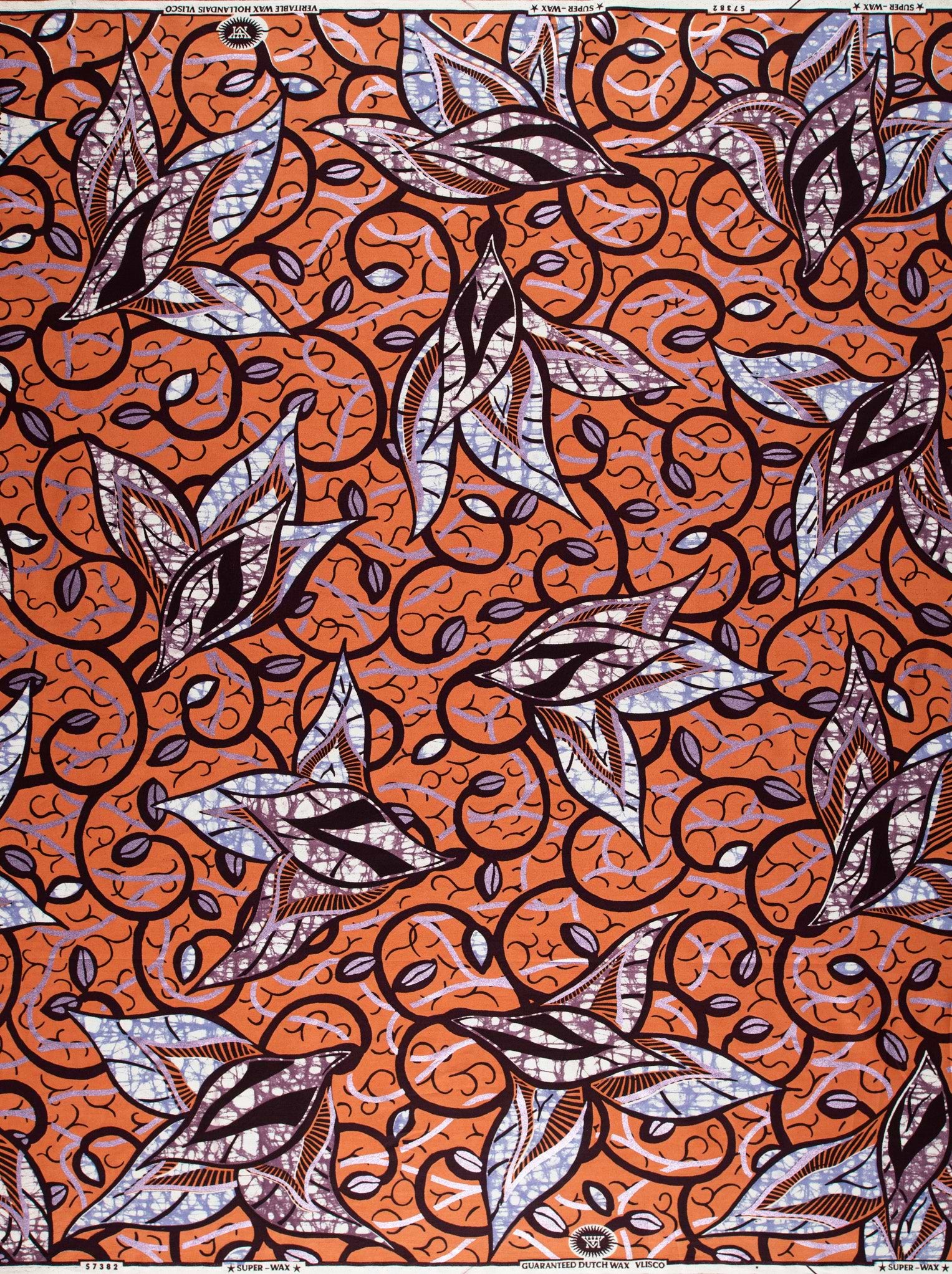 Vibrant orange african print fabric super-wax vls7382.007