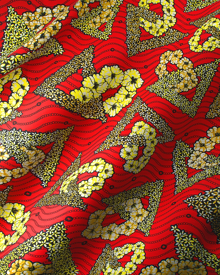 Vibrant red fabric bold yellow super-wax vls7465.003