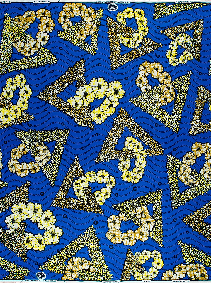 Vibrant blue african print fabric super-wax vls7465.014