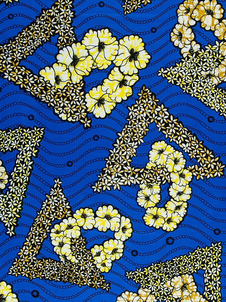 Vibrant blue fabric bold yellow super-wax vls7465.014