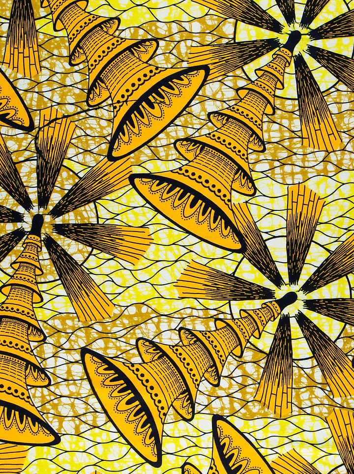 Vibrant yellow black patterned african super-wax vls7691.004