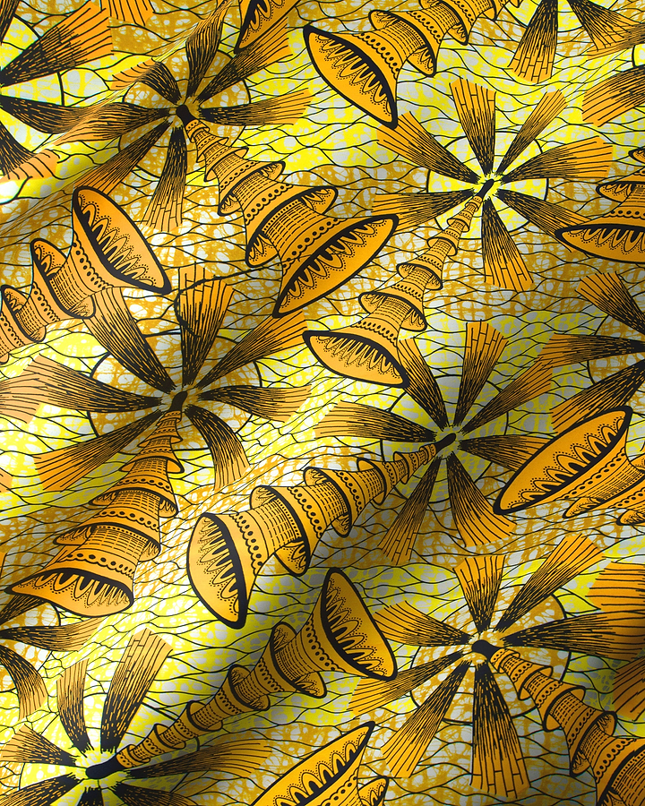 Vibrant yellow black patterned african super-wax vls7691.004
