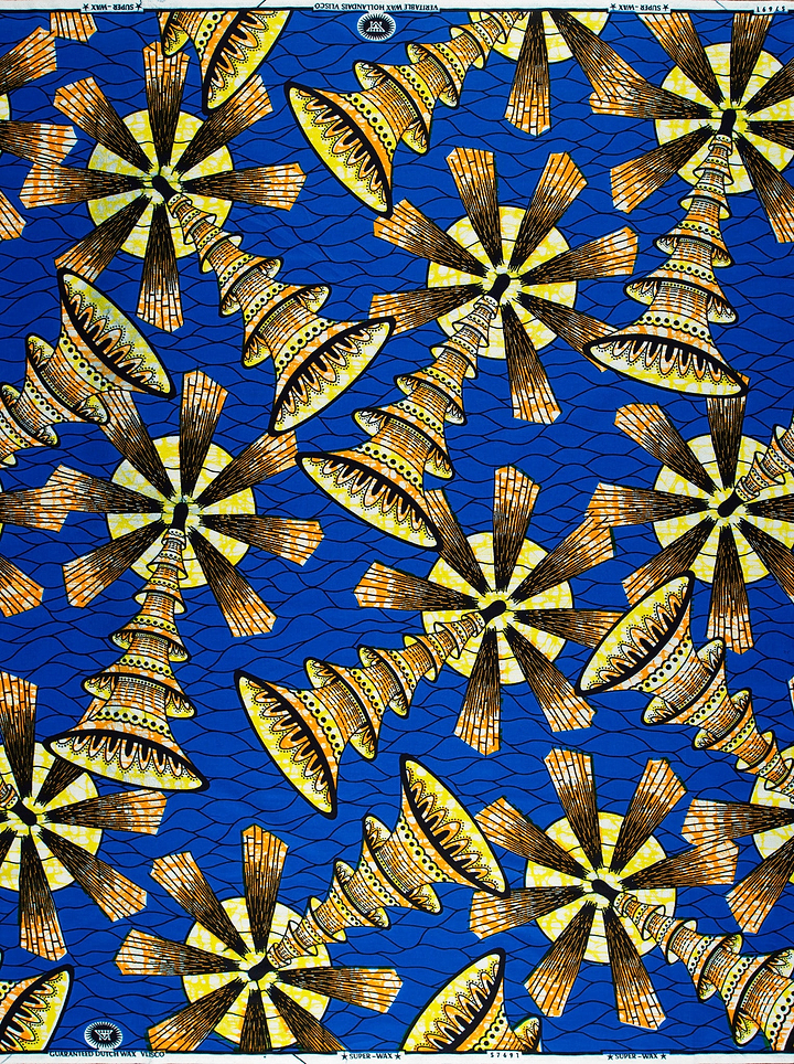 Vibrant blue african print fabric super-wax vls7691.010
