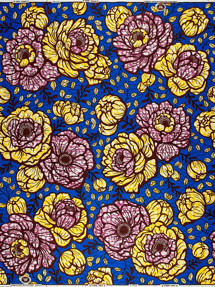 Vibrant blue african print fabric super-wax vls7783.008