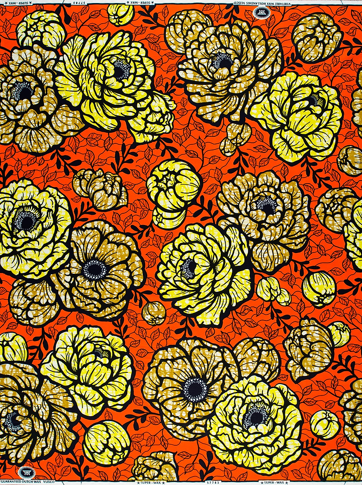 Vibrant orange fabric bold yellow super-wax vls7783.009