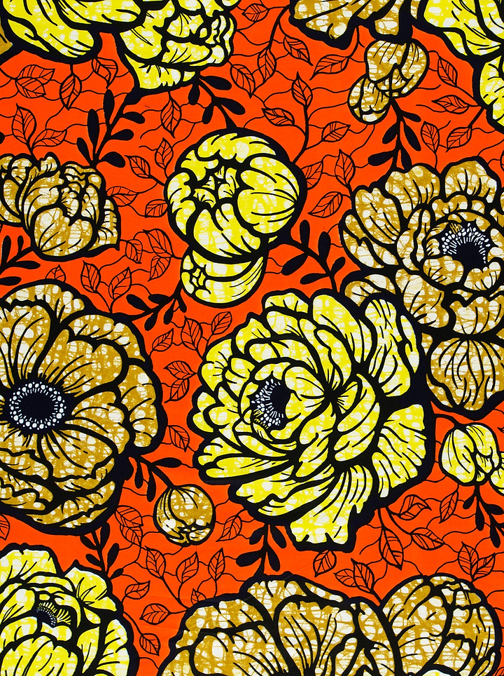 Vibrant orange fabric bold yellow super-wax vls7783.009