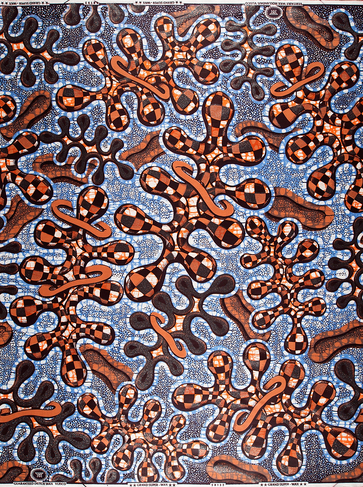 Vibrant blue brown orange patterned grand super-wax vls8132.003