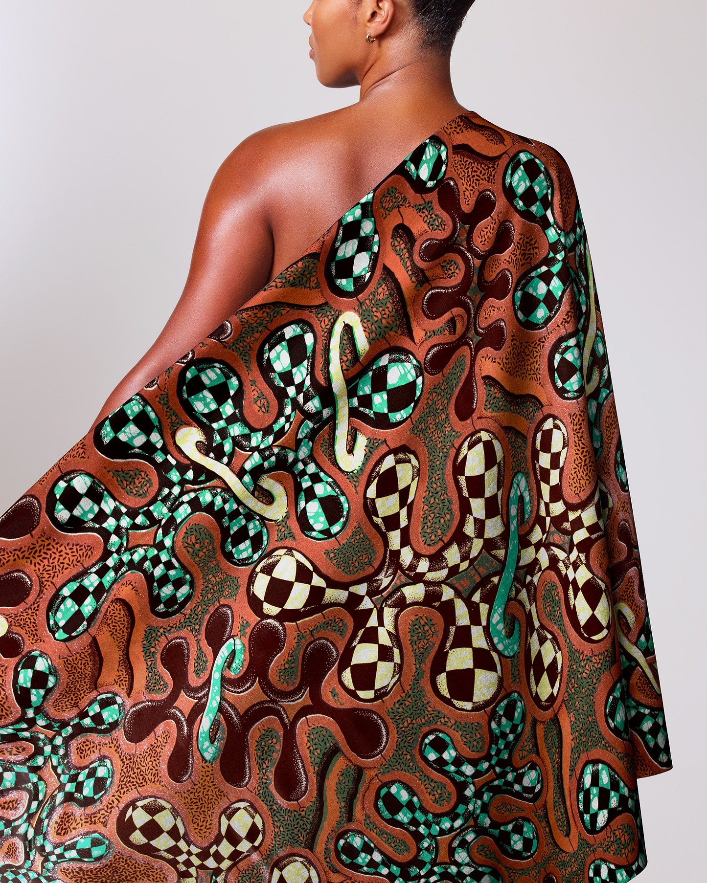 Vibrant one-shoulder wrap dress rich grand super-wax vls8132.010