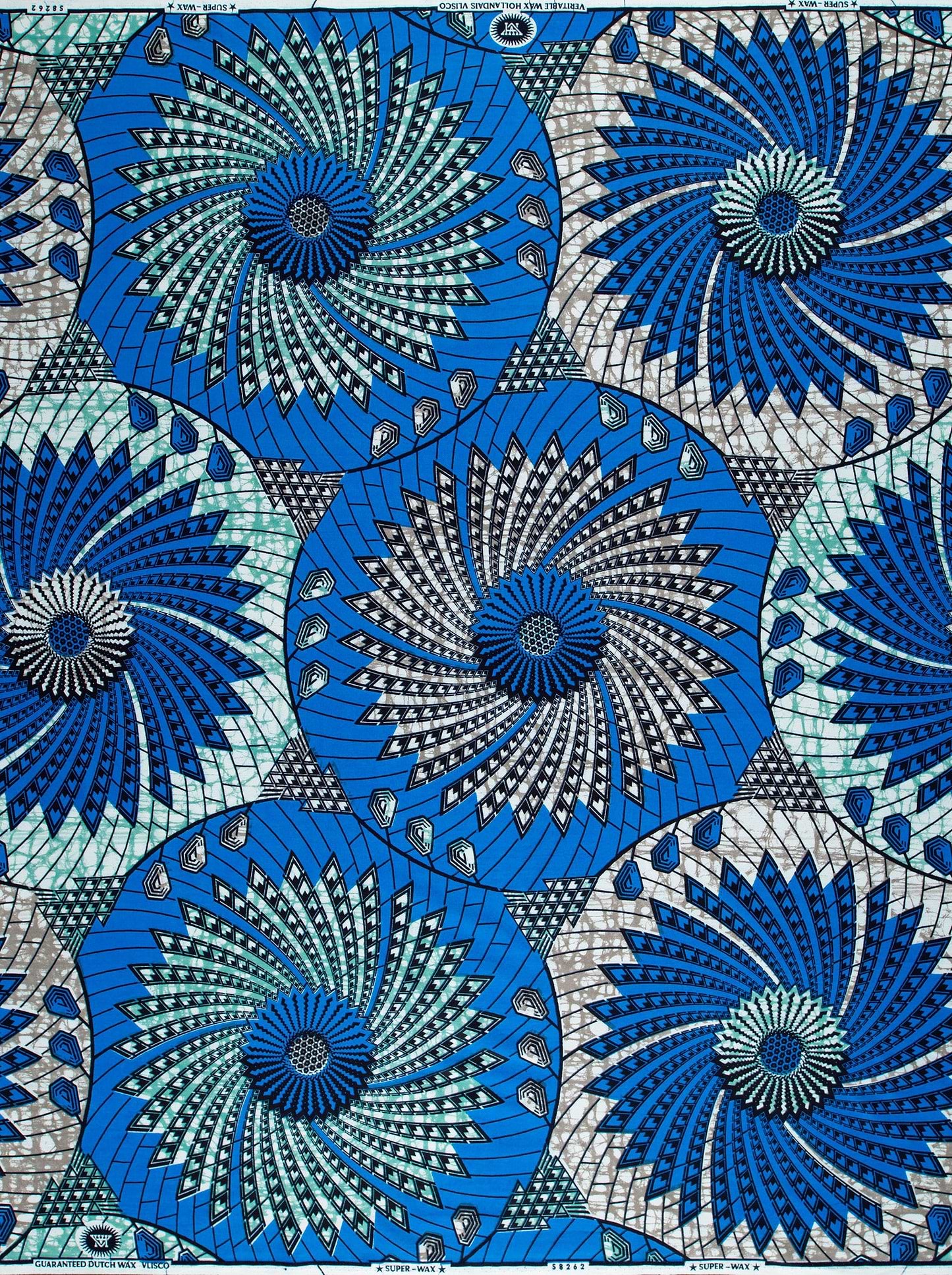 Vibrant blue teal african print super-wax vls8262.023