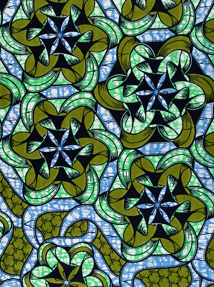 Vibrant green blue patterned african super-wax vls8270.009