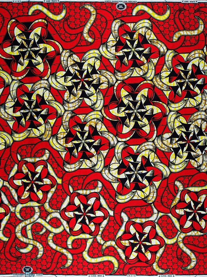 Vibrant red african print fabric super-wax vls8270.011