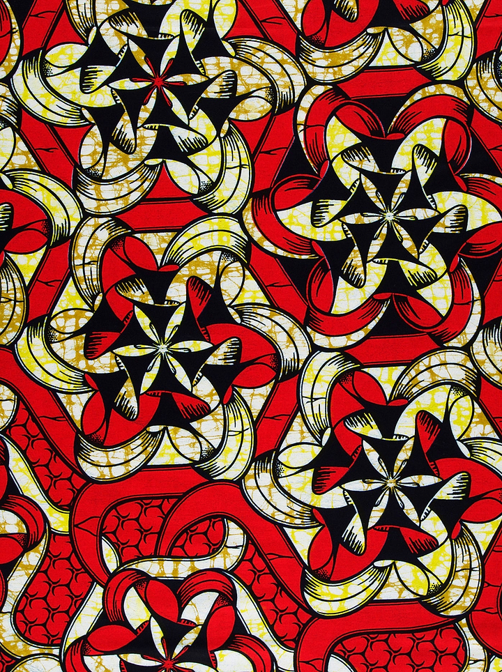 Vibrant red black cream-colored african super-wax vls8270.011