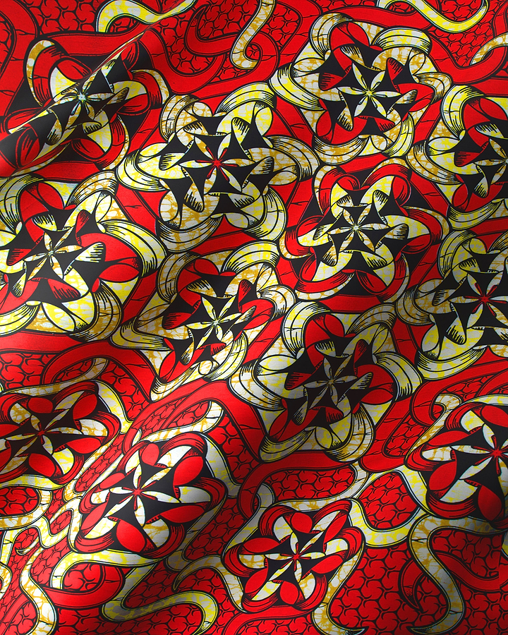 Vibrant red yellow black patterned super-wax vls8270.011