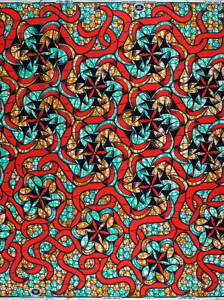 Vibrant red teal gold african super-wax vls8270.013