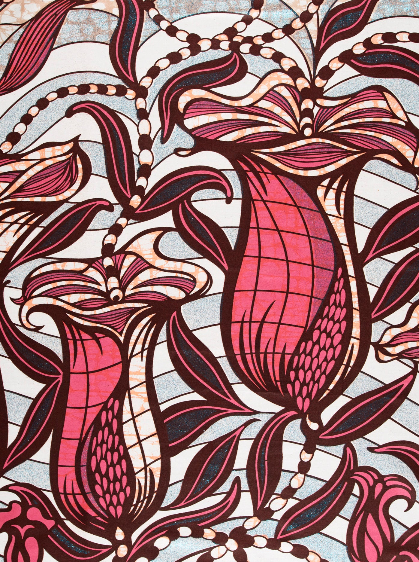 Vibrant pink burgundy floral-patterned fabric grand super-wax vls9099.002