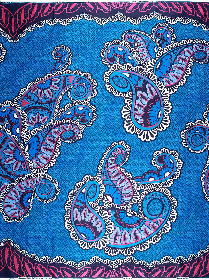 Vibrant blue fabric bold paisley satin royal vlw0390.007