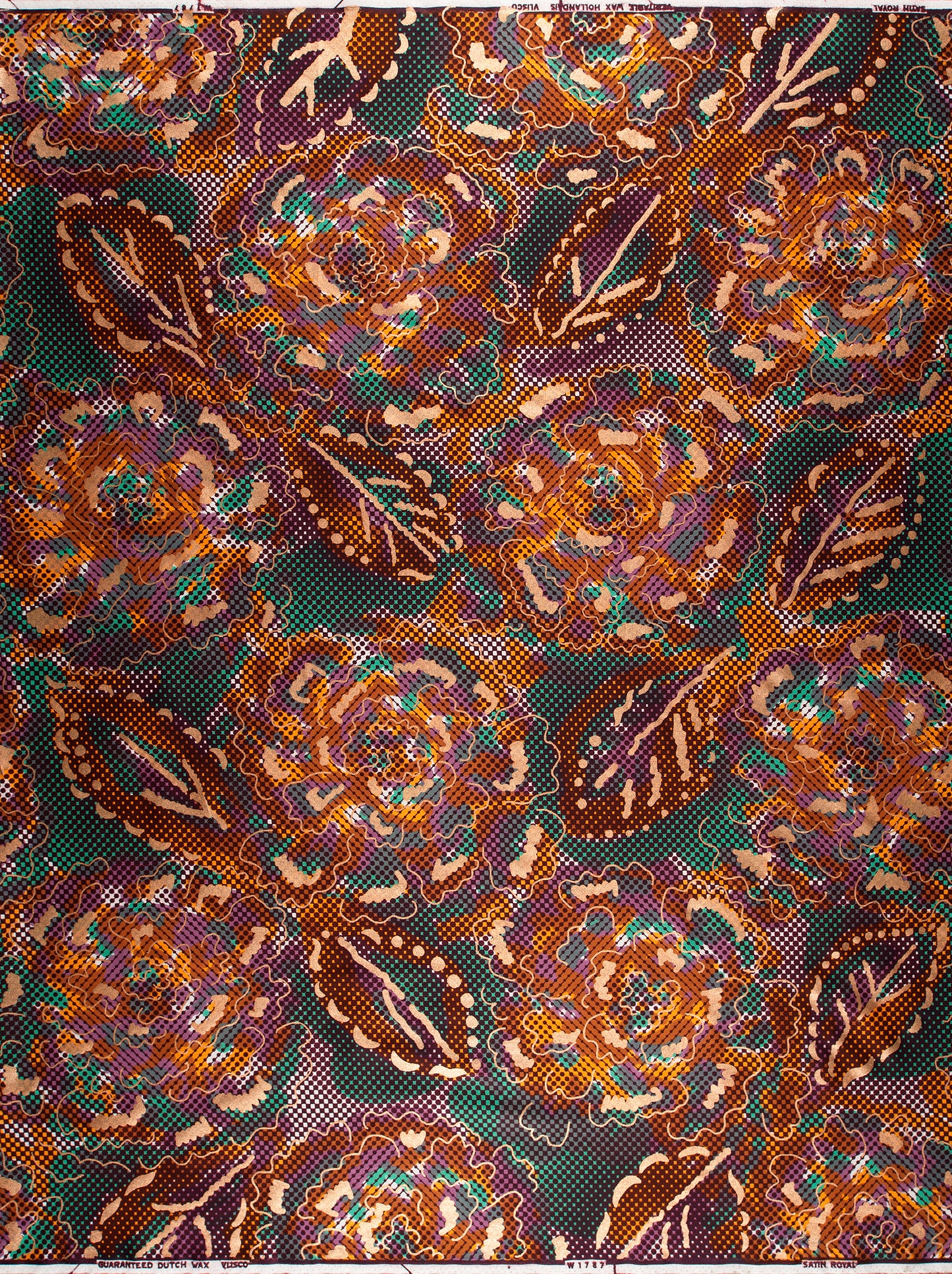 Vibrant intricate floral leaf patterned satin royal vlw1787.001