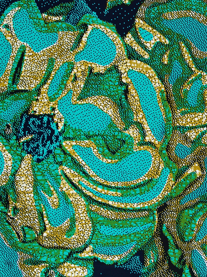 Vibrant turquoise gold floral patterned wax hollandais vlw2850.002