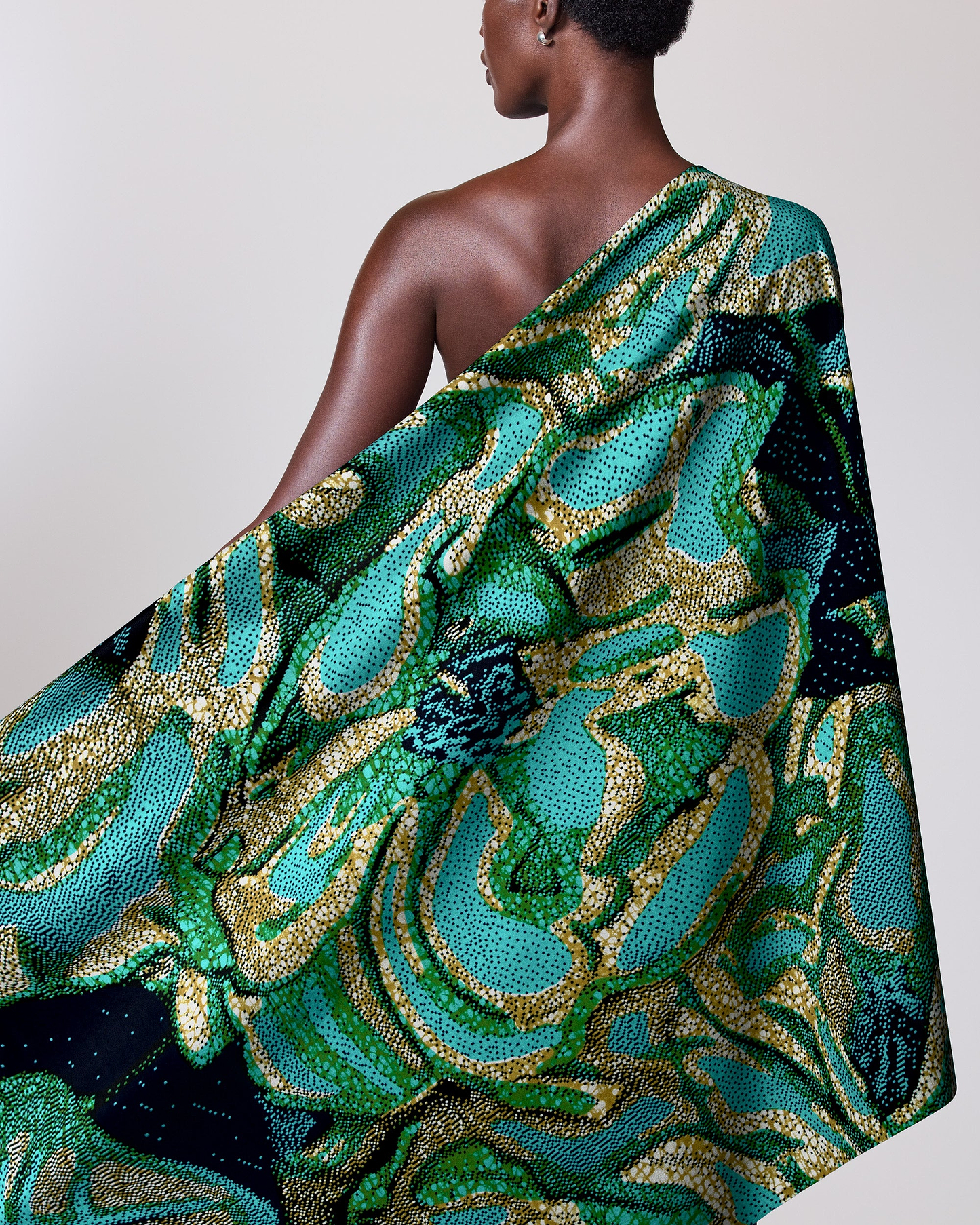 Vibrant one-shoulder wrap dress bold wax hollandais vlw2850.002