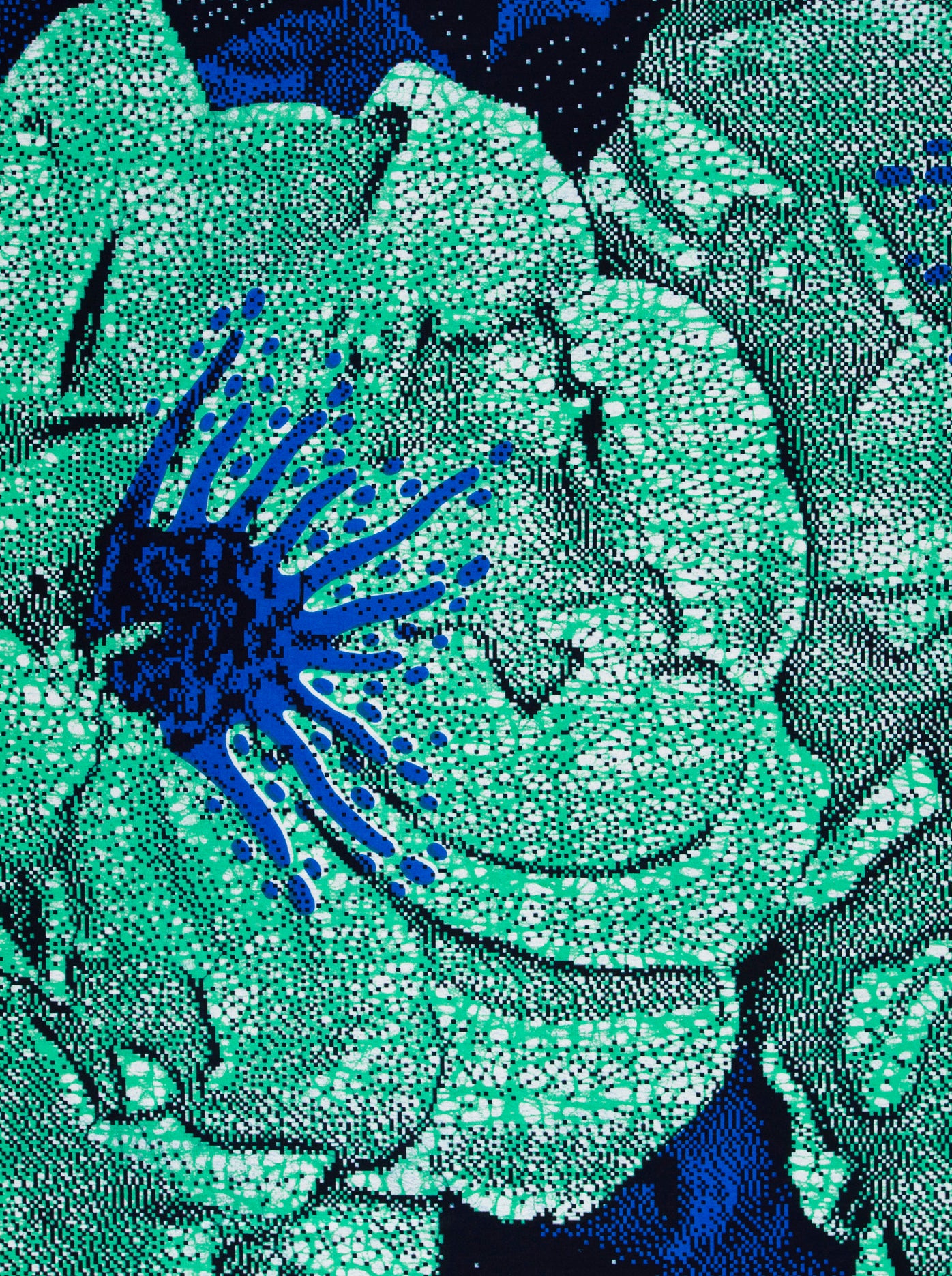 Vibrant teal blue floral pattern wax hollandais vlw2850.003