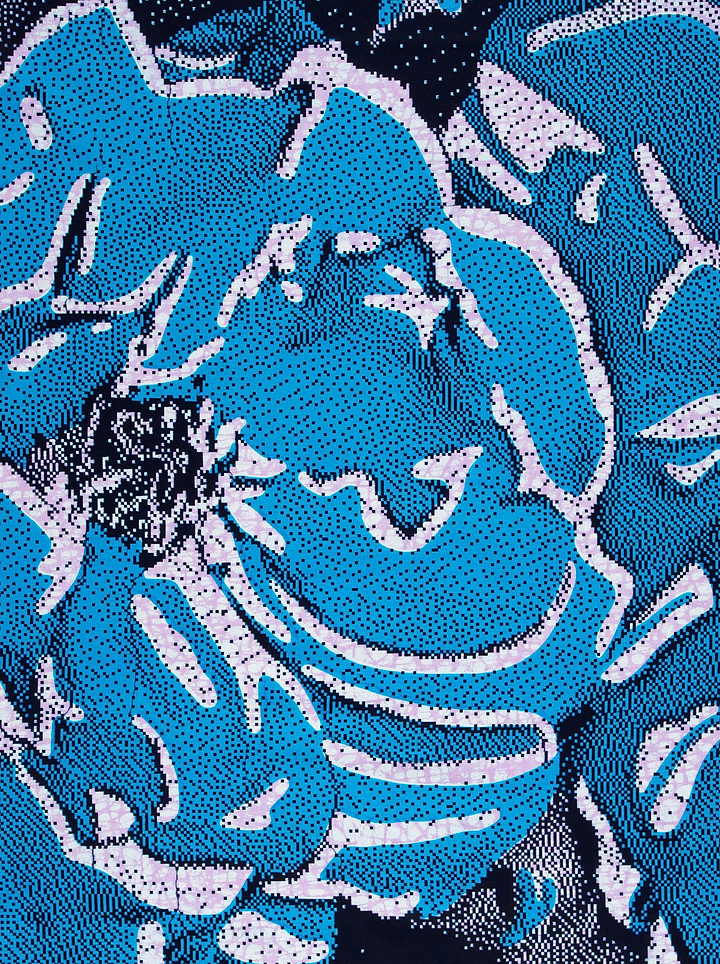 Vibrant blue floral pattern white wax hollandais vlw2850.006