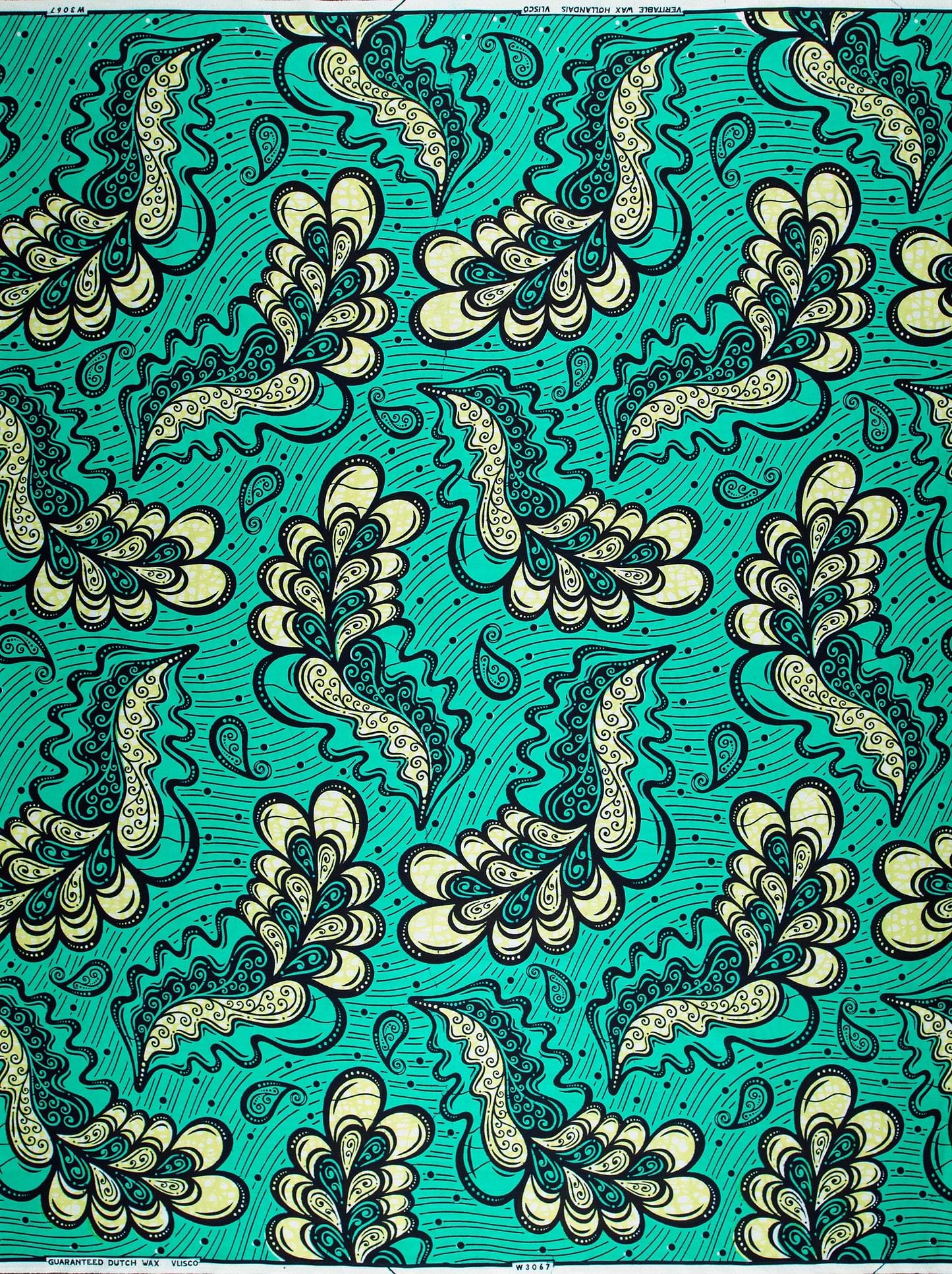 Vibrant teal fabric intricate cream wax hollandais vlw3067.012