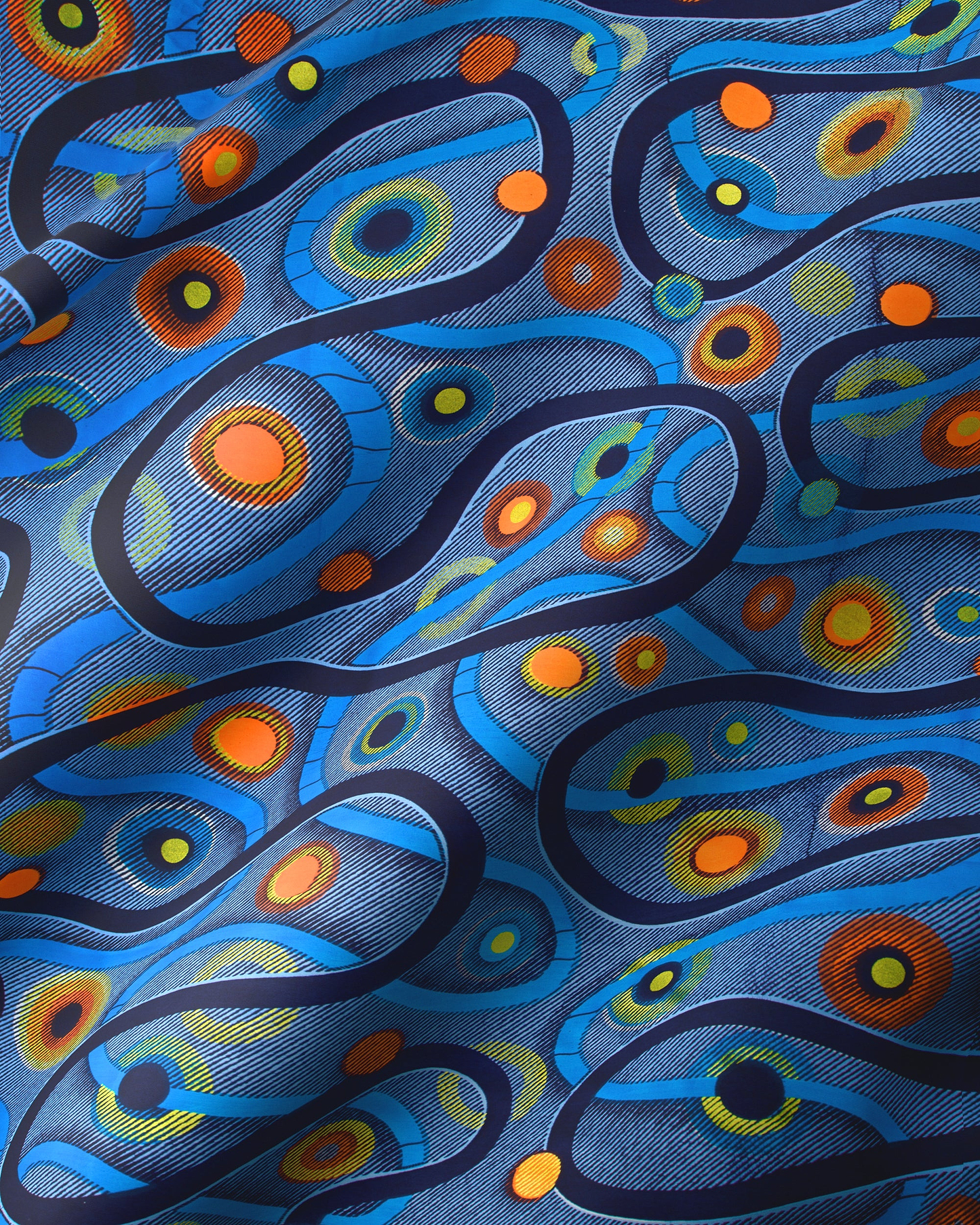 Blue fabric vibrant abstract pattern satin royal vlw3211.001