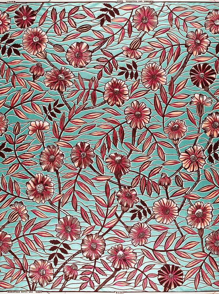 Vibrant turquoise fabric adorned pattern wax glitterglam vlw6087.020