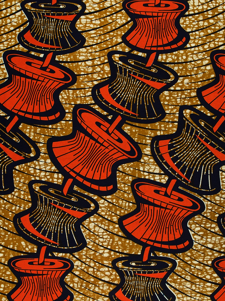 Red black spool-shaped motifs textured wax hollandais vlw6165.005