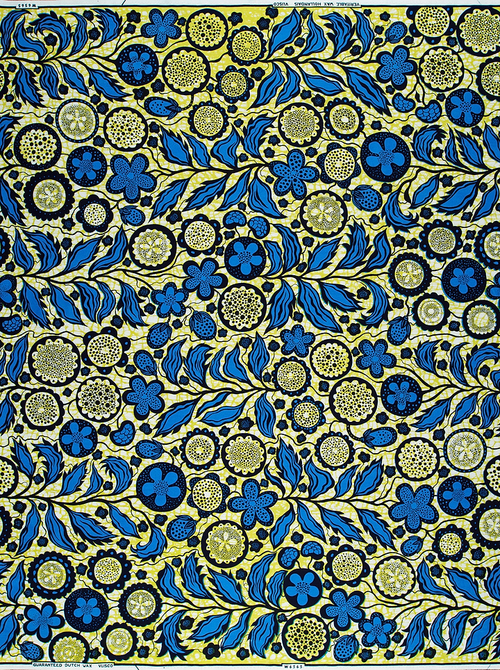 Vibrant blue green floral-patterned fabric wax hollandais vlw6565.013